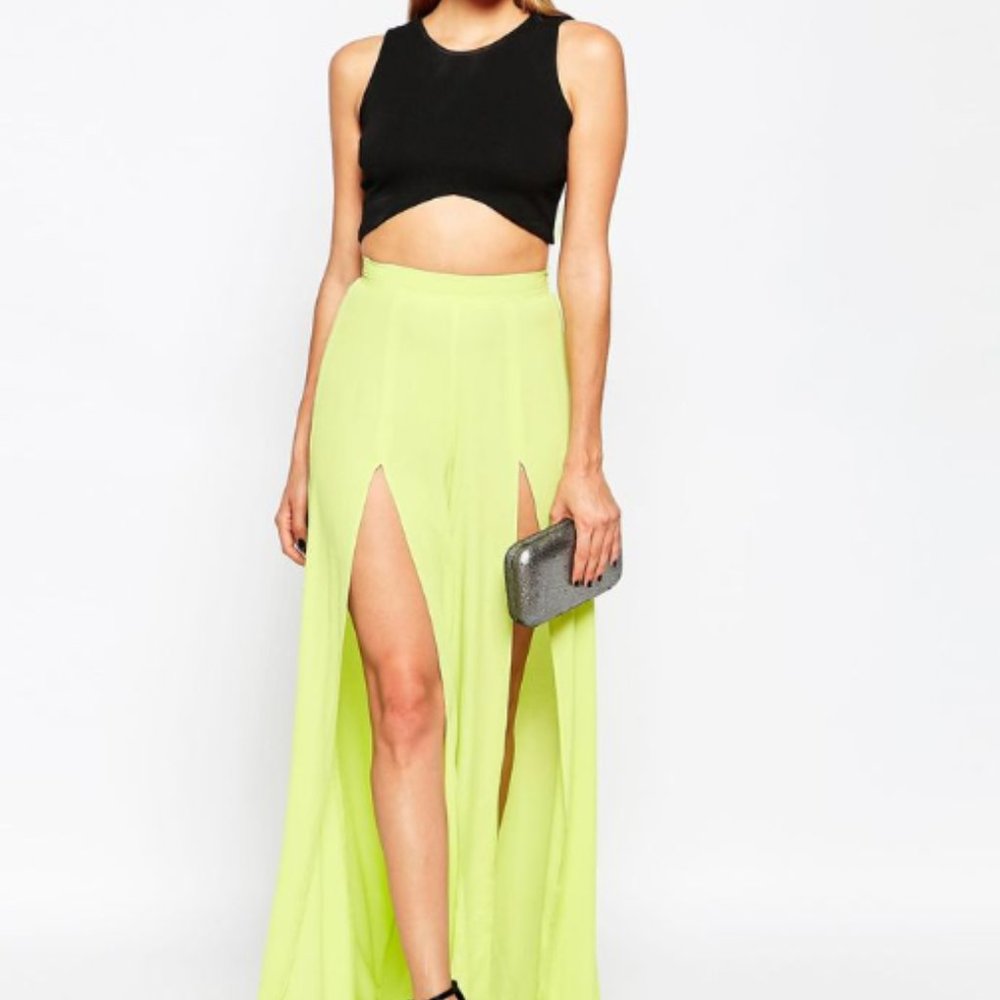 Finders Keepers Road to Love Palazzo Pants in Lime Green